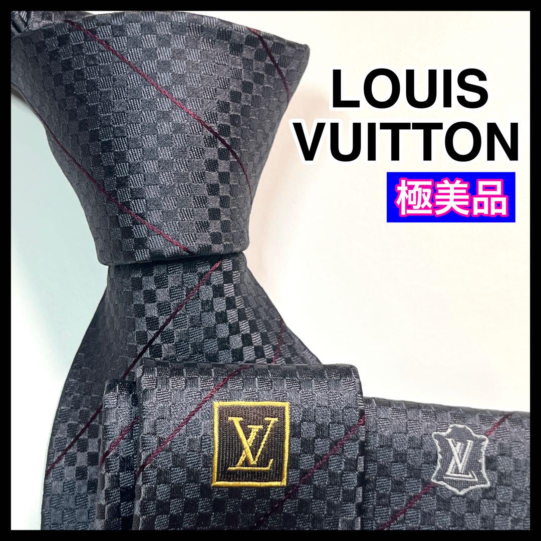 極美品　LVルイヴィトン ネクタイ　紺・白　花柄ボタニカル　結婚式 LOUIS VUITTON - 美品 ルイヴィトン ネクタイ ハイブランド