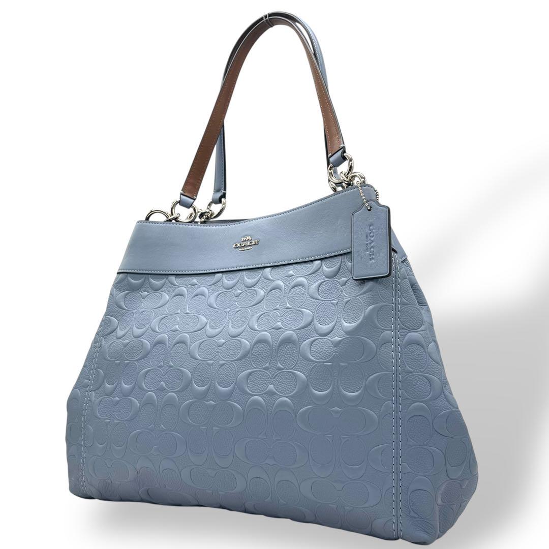 COACH コーチ トートバッグ キャリーオール シグネチャー エンボス 肩掛け 美品 coach コーチ u11 エンボス シグネチャー 肩掛け トート