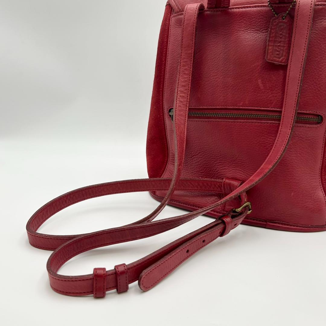 COACH　オールドコーチ　バークレー　リュック　レザー×スエード　赤　レッド COACH オールドコーチ バークレー リュック レザー×スエード 赤