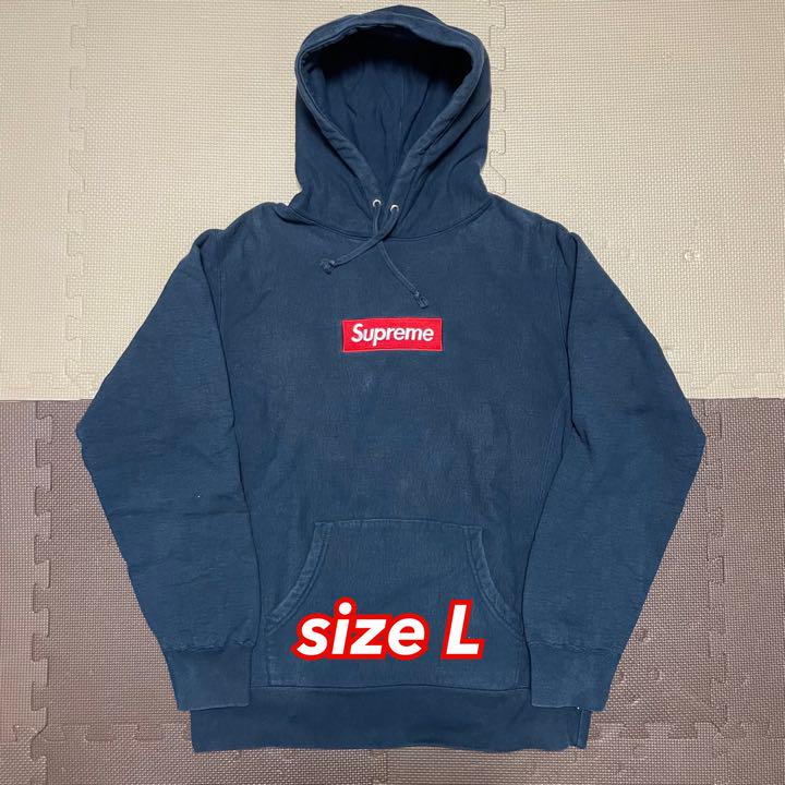 SUPREME シュプリーム 14AW BOX LOGO HOODED SWEATSHIRT ボックスロゴプルオーバーフーディー パーカー ネイビー