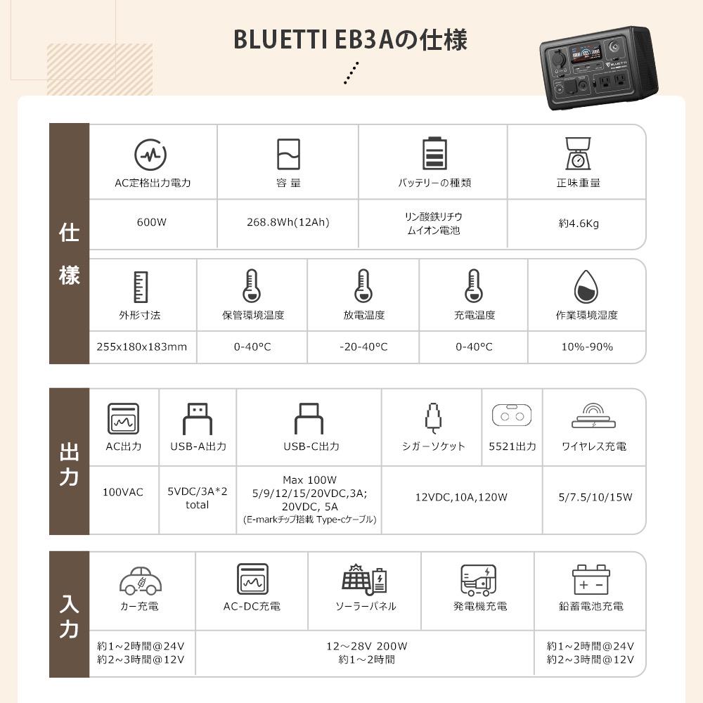 【値下】BLUETTI ポータブル電源 EB3A 268Wh/600W