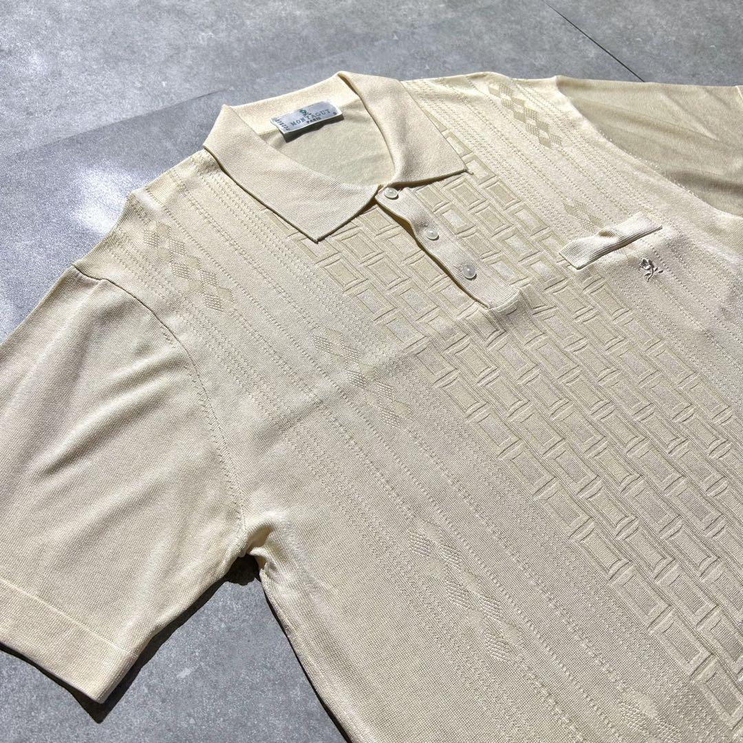 BATONER ベージュ ニットポロシャツ