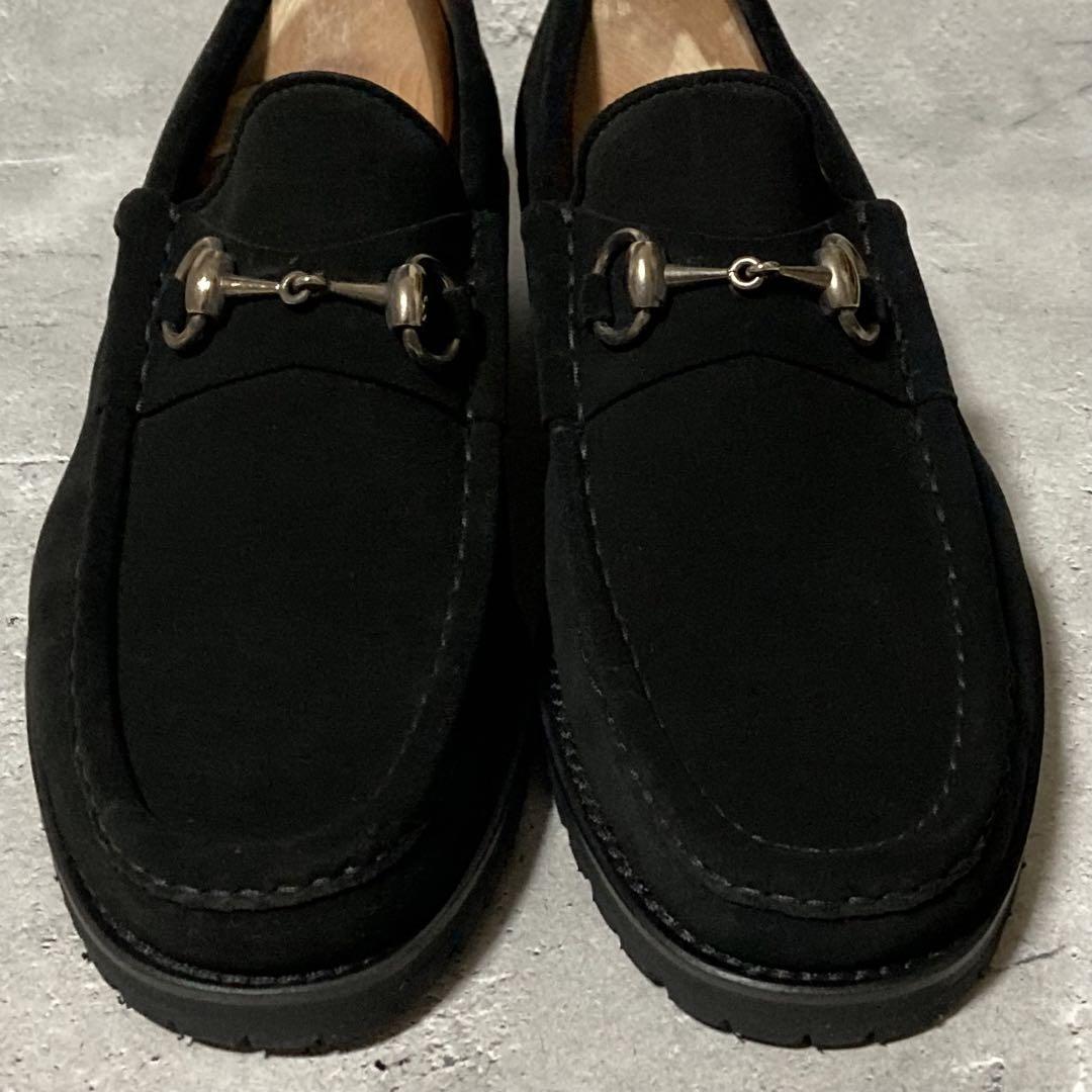 美品　グッチ　GUCCI (41 1/2) ビットローファー　スウェード　黒