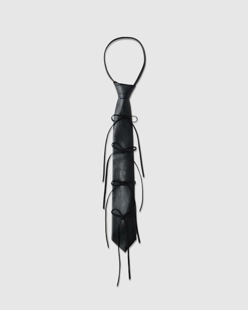 小物 Leather ribbon rope tie (black) roneparc