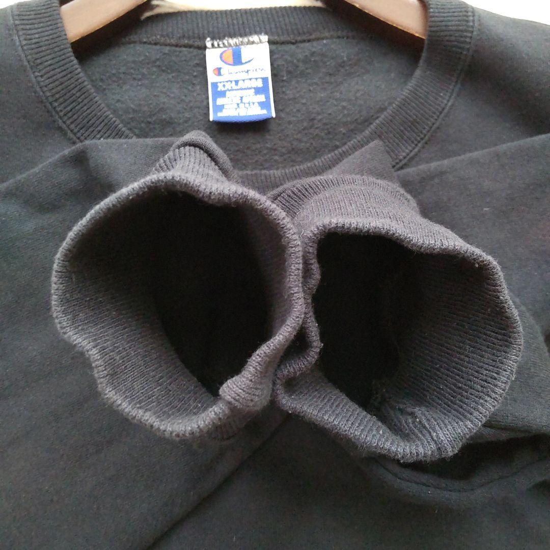 90s USA製 champion スウェット 前V ガゼット　 黒　2XL