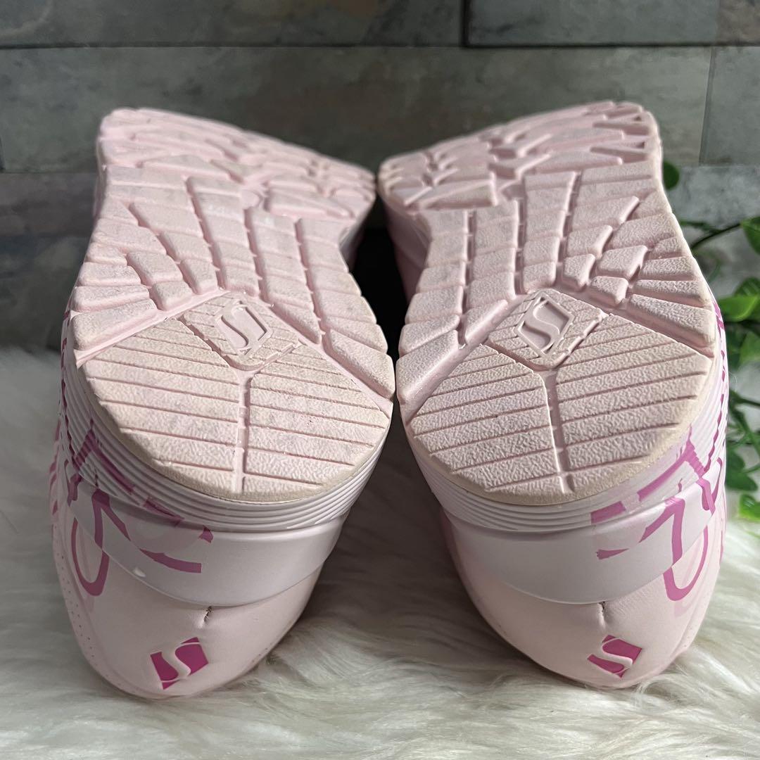 美品　SKECHERS スケッチャーズ　ピンク　ハート柄スニーカー　24cm