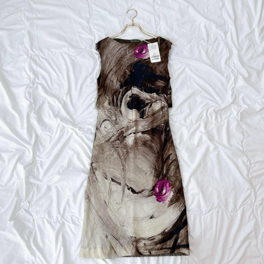 アルベルタフェレッティ シルク デザインワンピース XLXL(LL)・ALBERTA FERRETTI