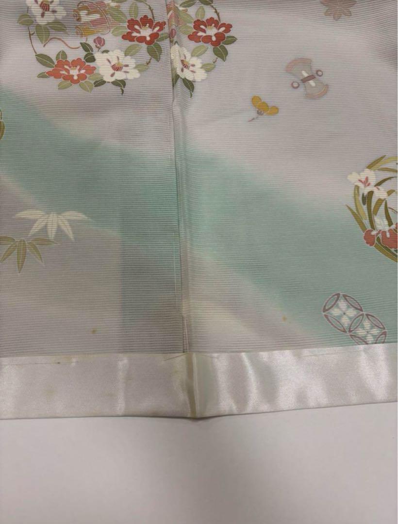 訪問着　夏着物　宝づくし　花丸文　正絹　絽　グレー　松竹梅　新品未仕立て