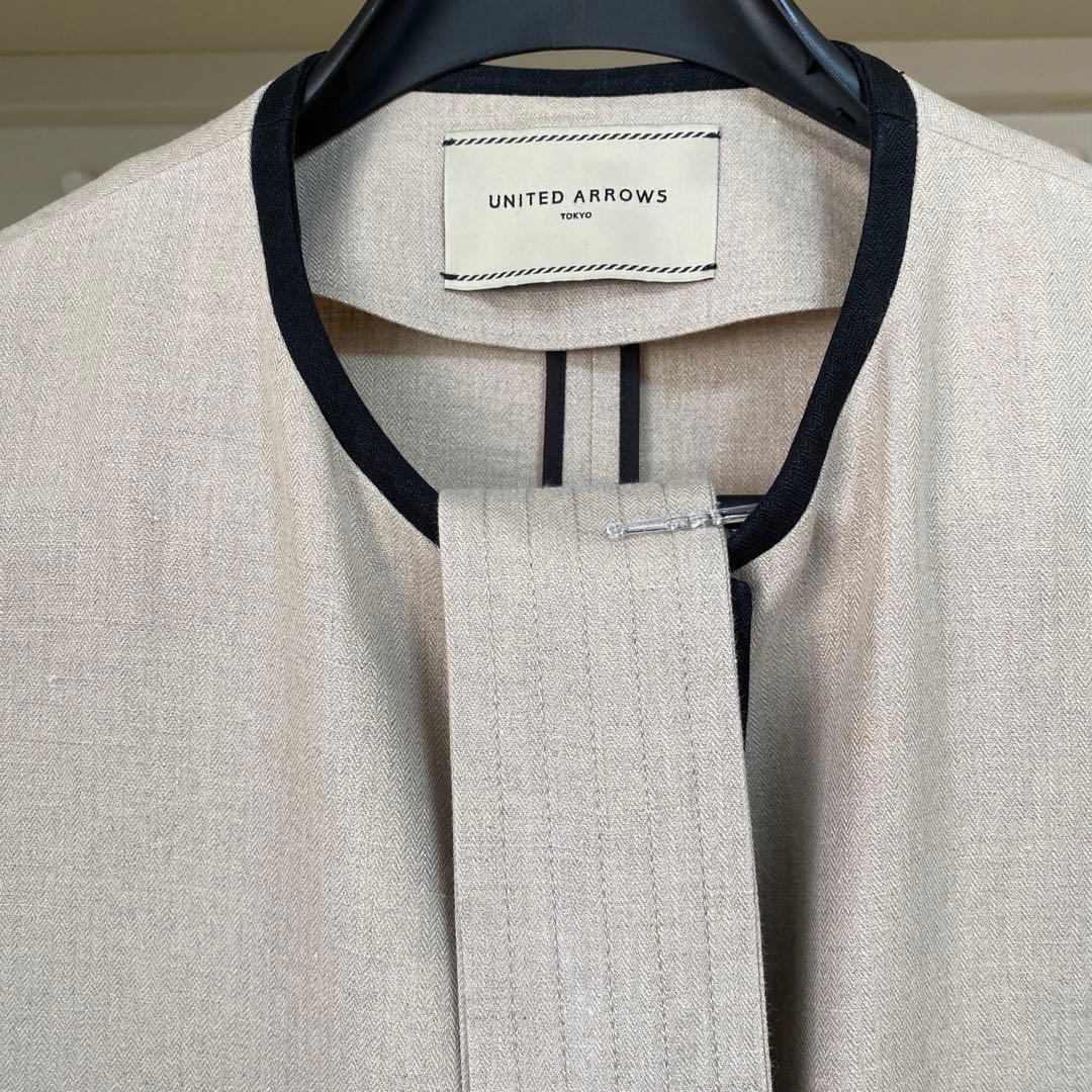 UBCB リネン パイピング ノーカラーコート UBCB リネン パイピング ノーカラーコート