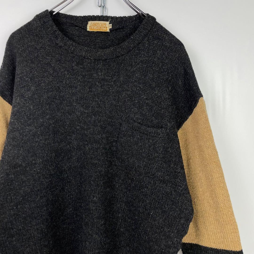 古着　90s LANDSCAPE 日本製　ウール　セーター　切り替え　27