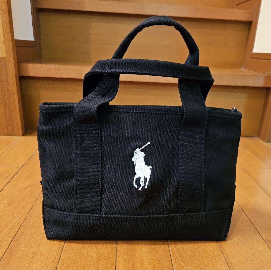 Polo Ralph Laurenブラック トートバッグ 美品】Ralph Lauren ラルフローレン ブラック トートバッグ