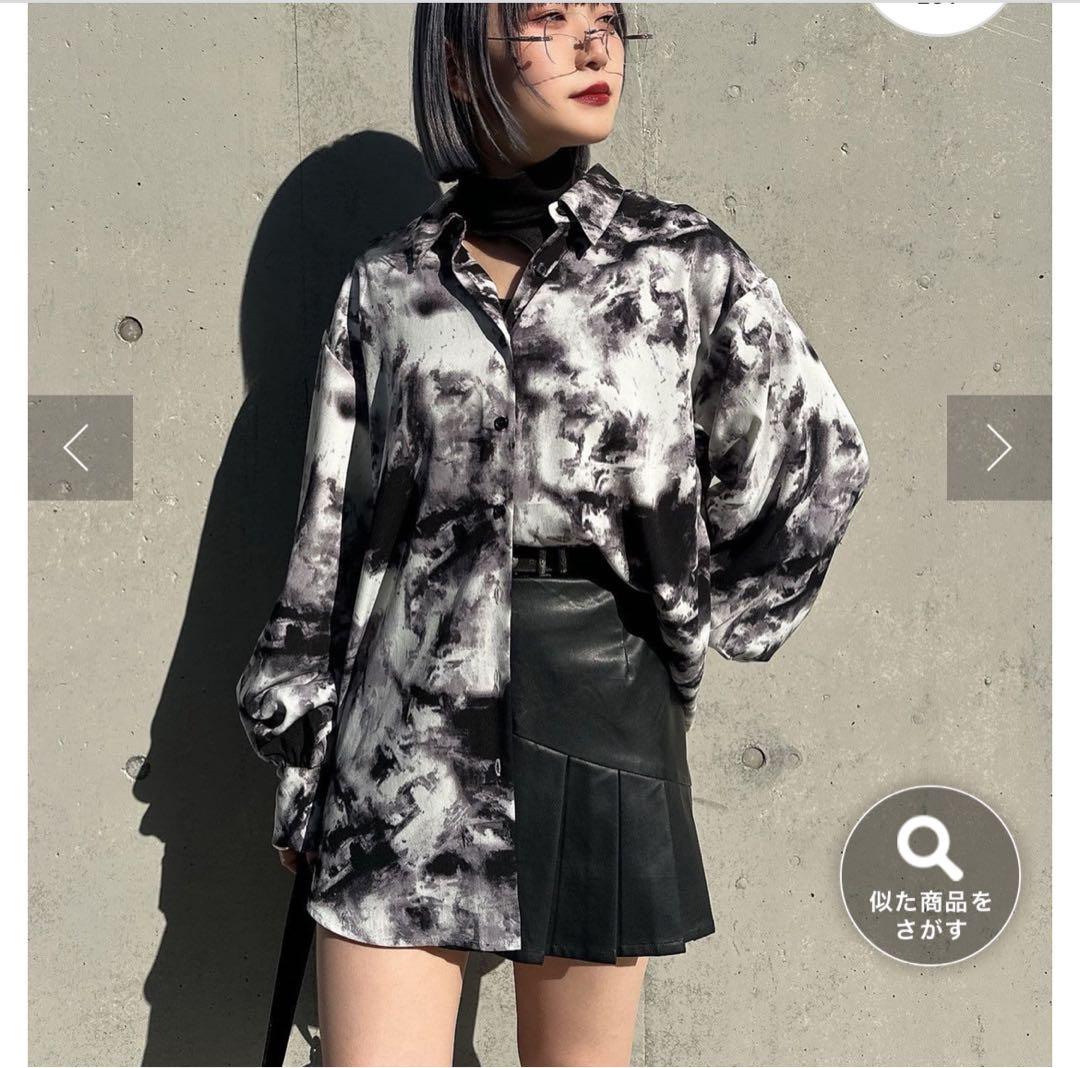 新品タグ付き 【Mavie..7】2025SS柄シャツ ブラック