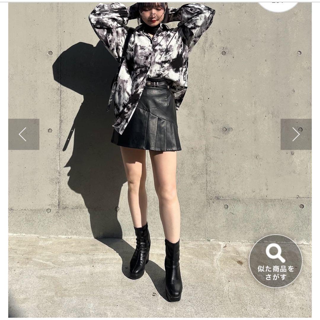新品タグ付き 【Mavie..7】2025SS柄シャツ ブラック