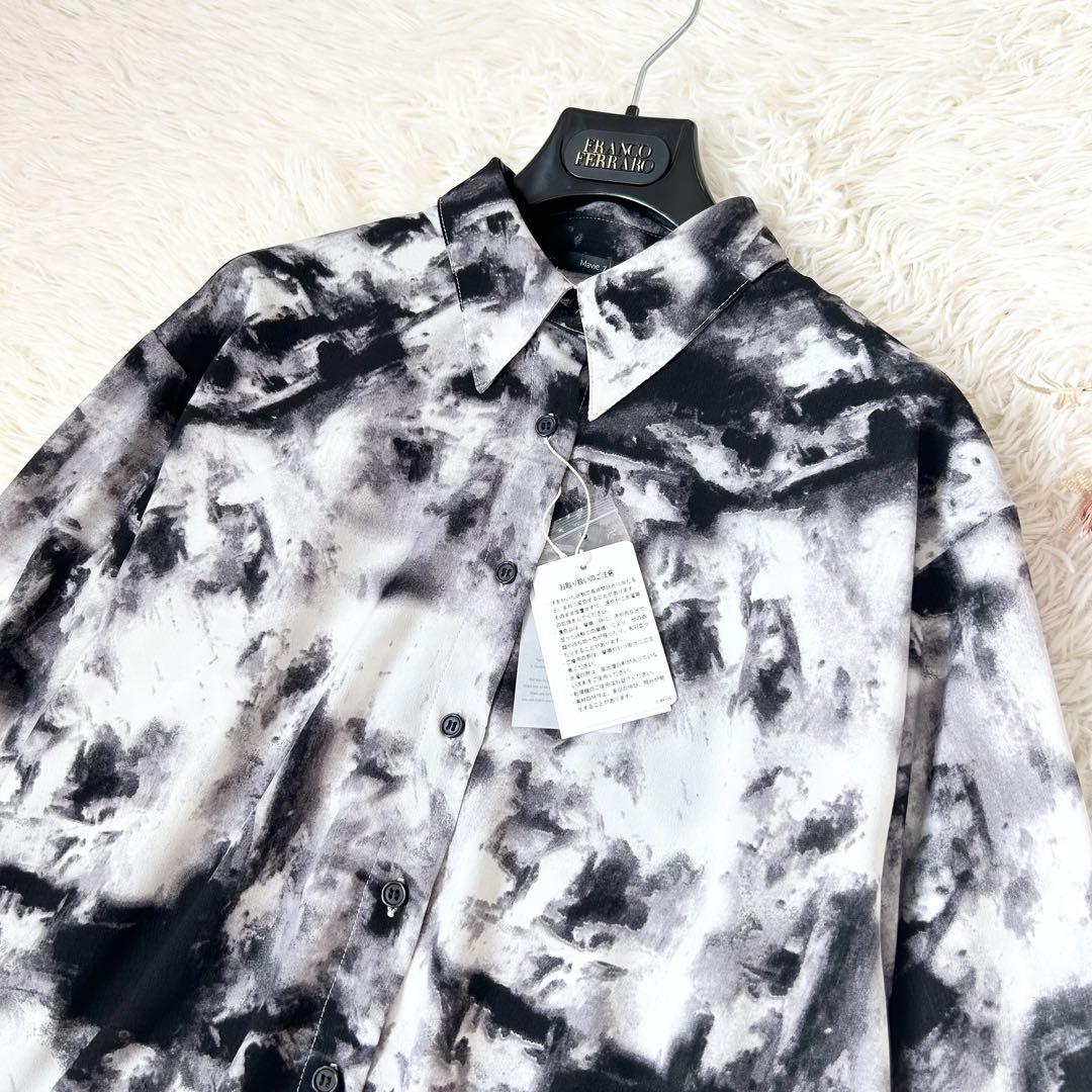 新品タグ付き 【Mavie..7】2025SS柄シャツ ブラック