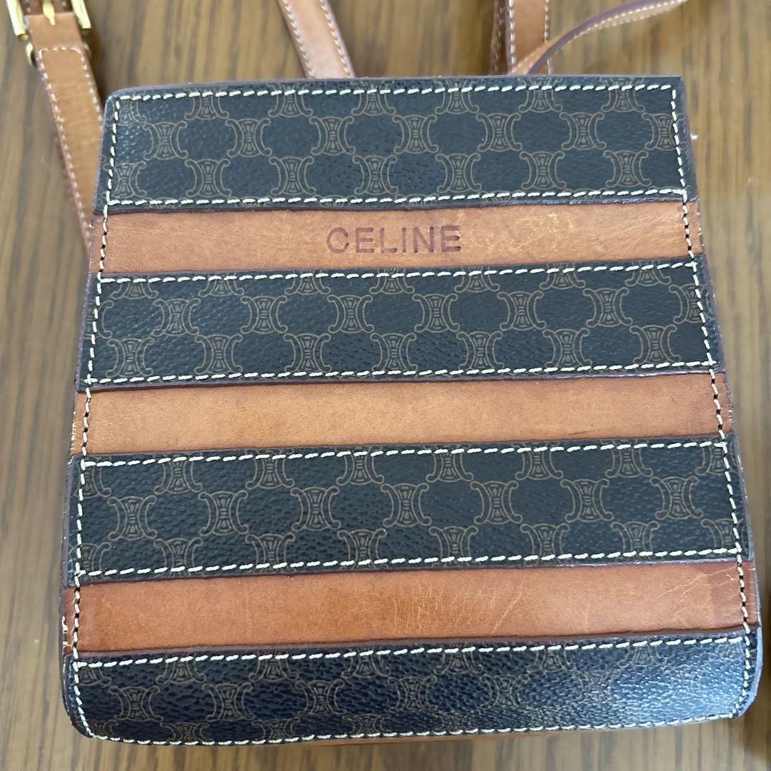 CELINE レザーショルダーバッグ ブラウン/ブラック