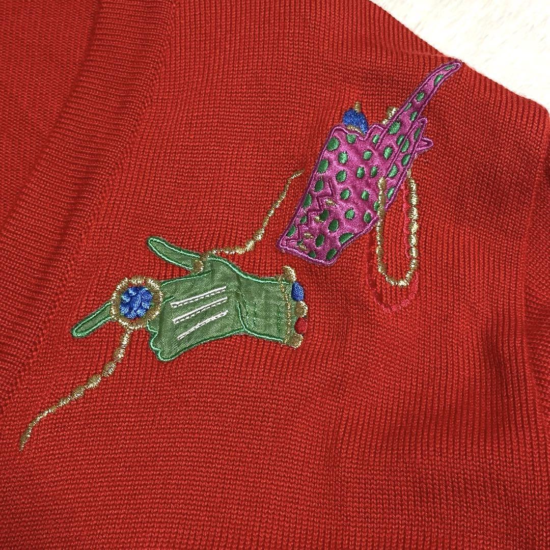 美品✨ヴィンテージ　フランス製　ロングカーディガン　刺繍　フリーサイズ