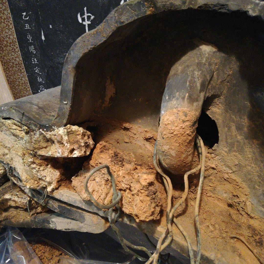 江戸時代後期大旧家屋敷大棟用宝珠古鬼瓦横幅８０センチ高さ４５センチ赤土漆喰付き品