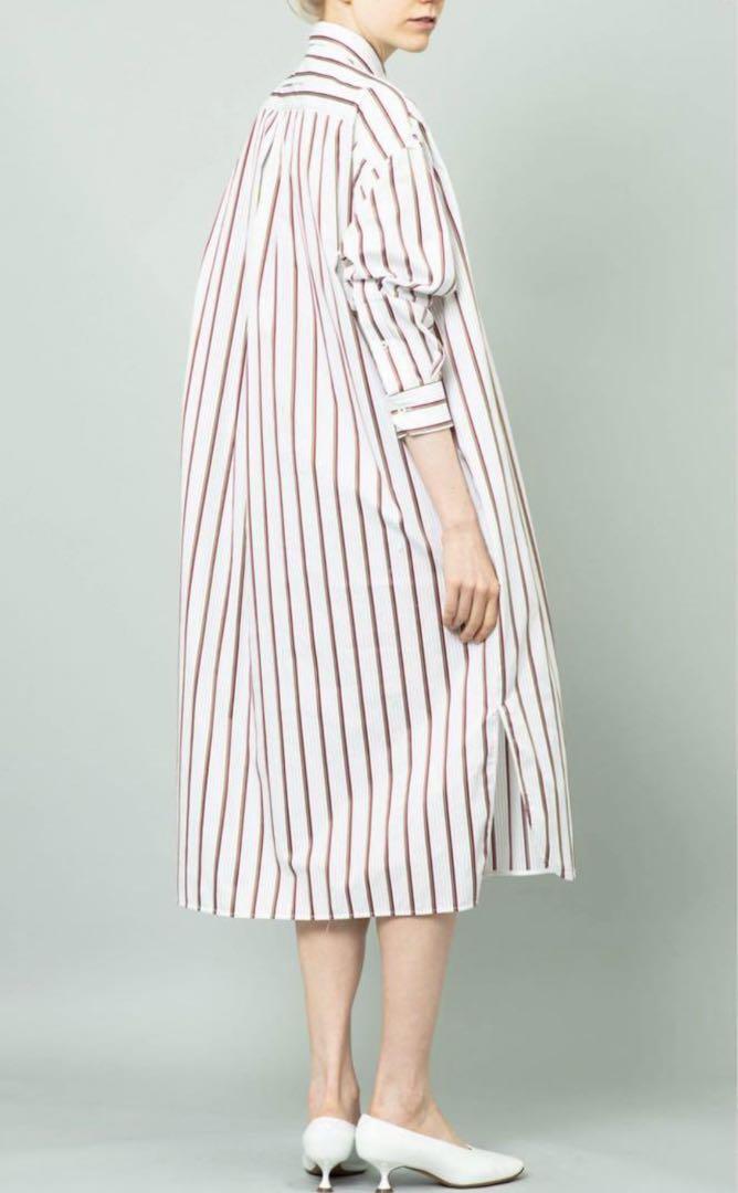 極美品ティッカTICCA ストラップ柄ロングボックスシャツワンピース長袖F綿