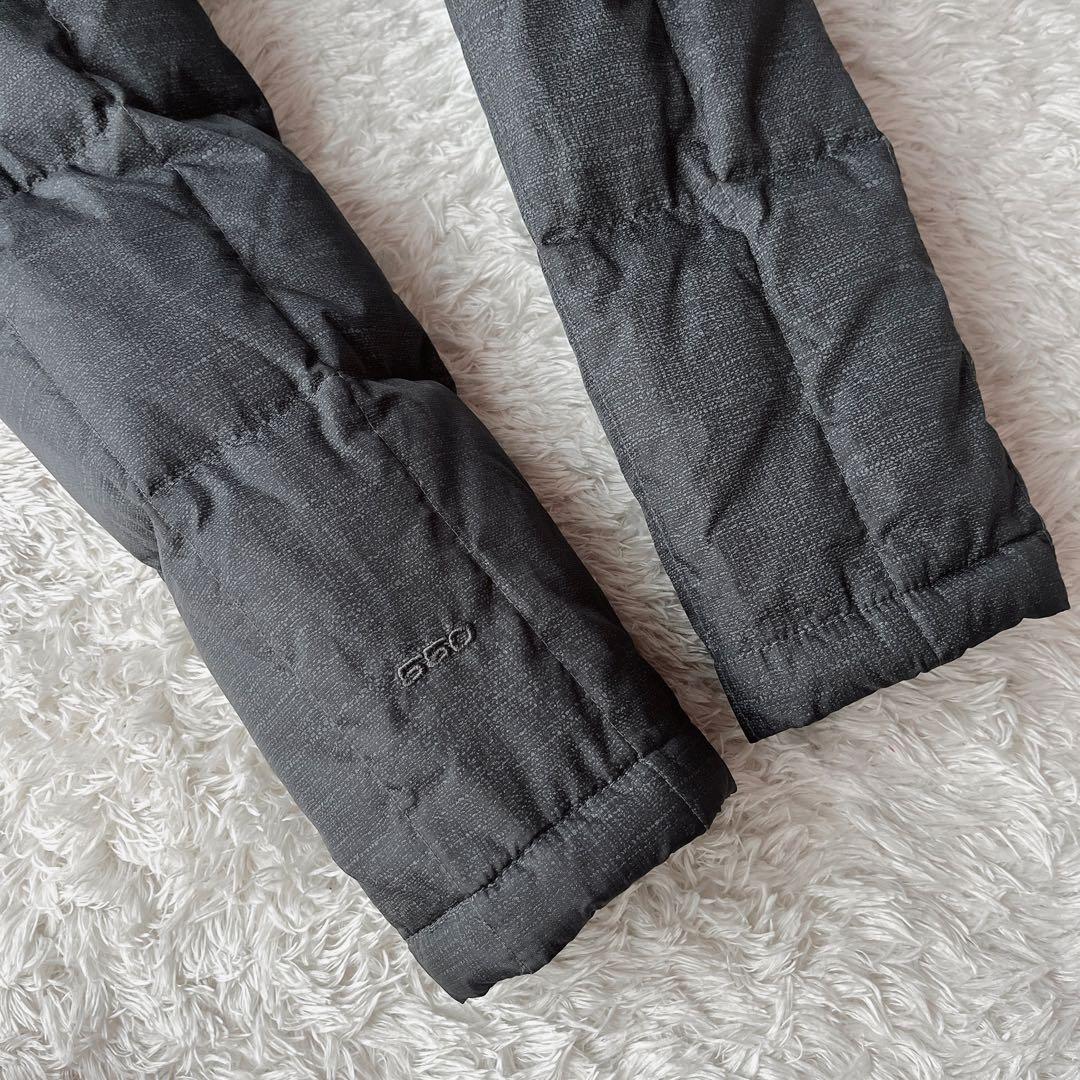 【美品】ノースフェイス ダウンコート 中綿 ロゴ刺繍 ロング丈ダークグレー