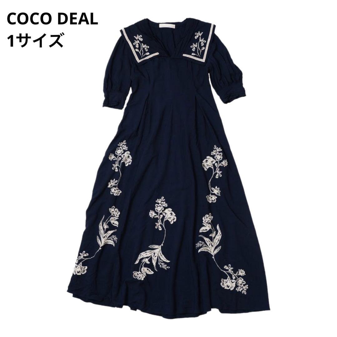 COCO DEAL ココディール リネンレーヨンワンピース ネイビー 1サイズ