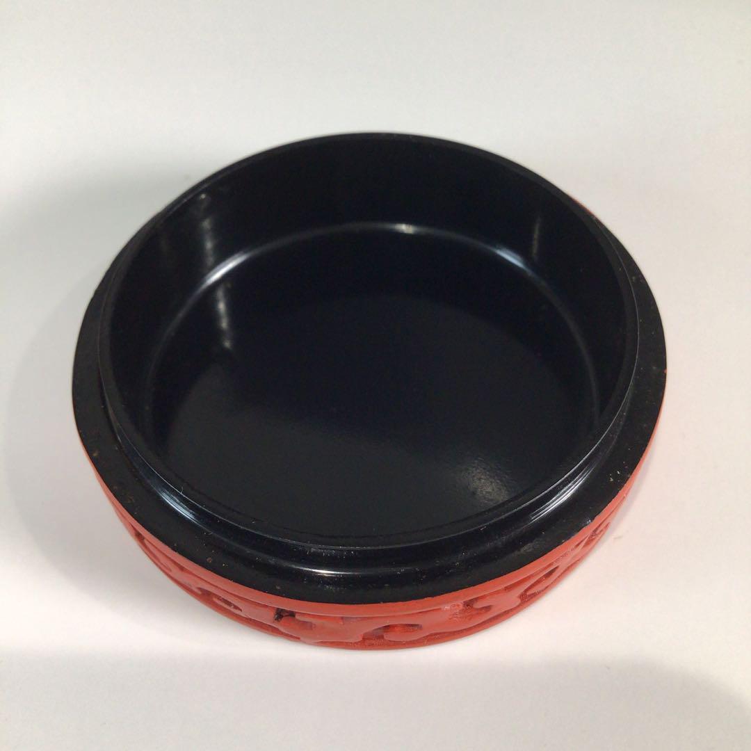 Ｐ３６１　香合　『木製』『花刻』『堆朱香合』　共箱　茶道具　香道具