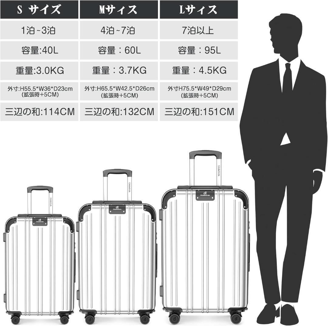 スーツケース キャリーケース 拡張機能付き キャリーバッグ Sサイズ 40L