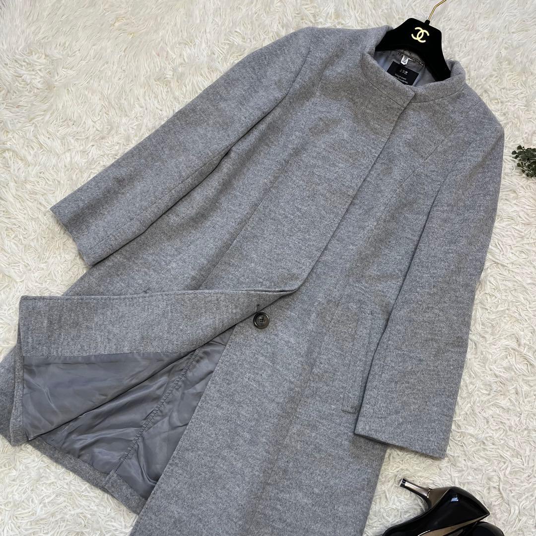 極美品✨23区 ウールアンゴラ ロングコート 2X L グレー Aライン 高級 極美品✨23区 ウールアンゴラ ロングコート 2X L グレー Aライン 高級