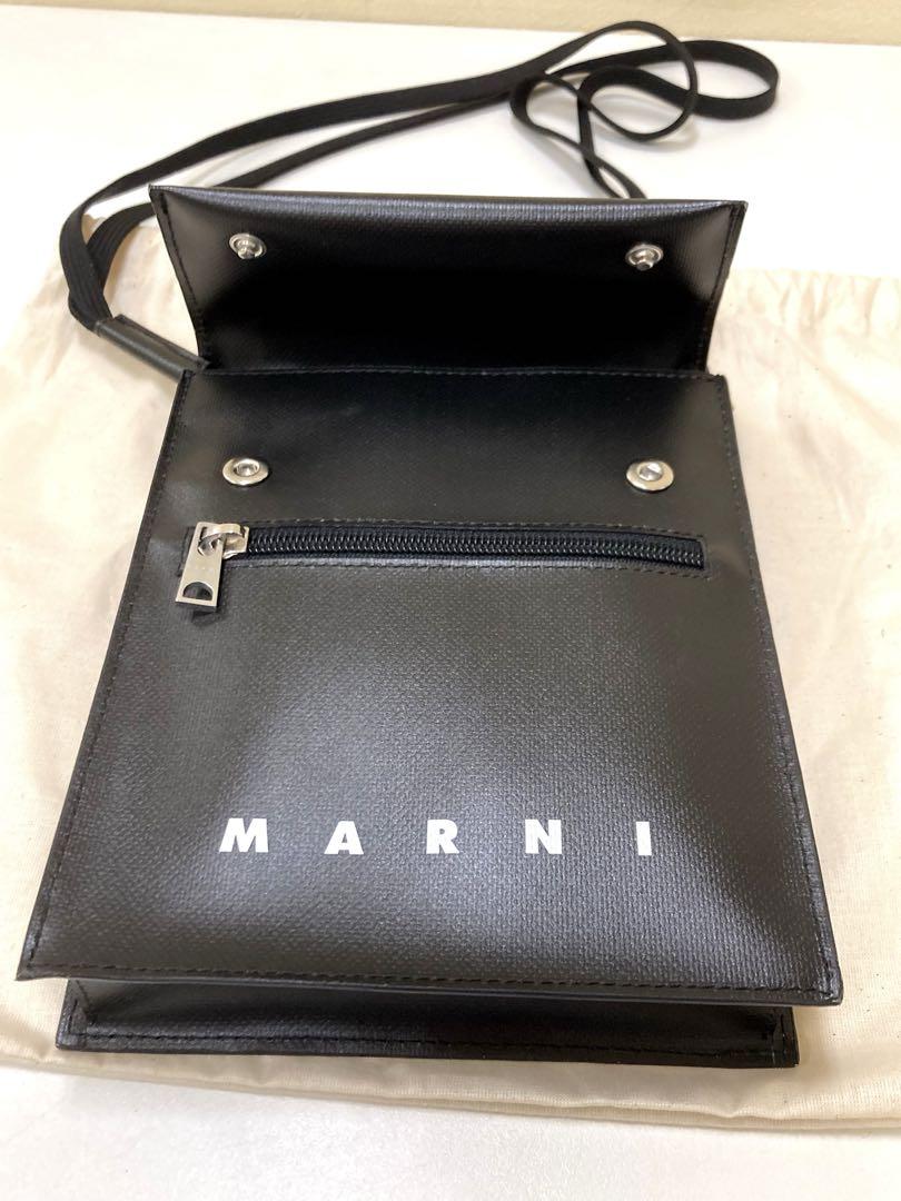 MARNI ブラック シューレースストラップ付きポーチ