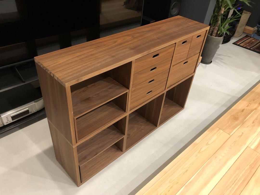 無印 スタッキングシェルフセット 3段×2列 ウォールナット材 引出し 棚 収納