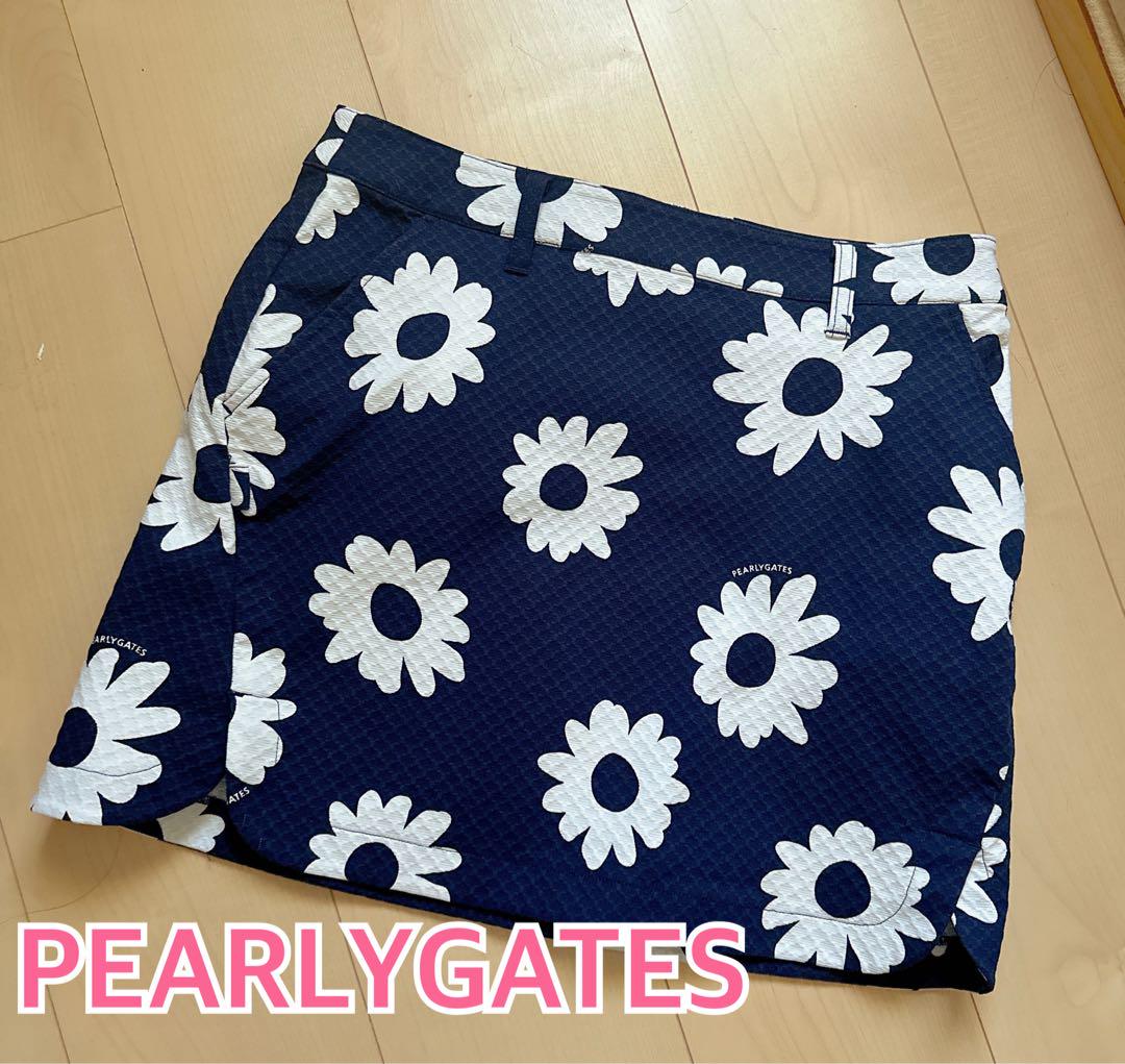 PEARLY GATES 花柄スカート ネイビー