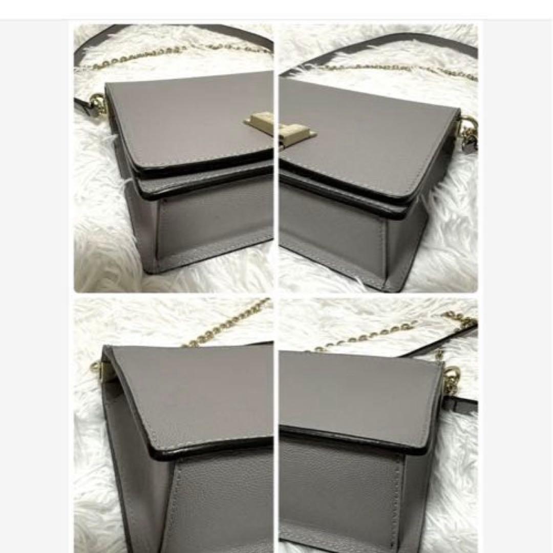極美品✨FURLA フルラ ミミ チェーンショルダーバッグ ライトグレー