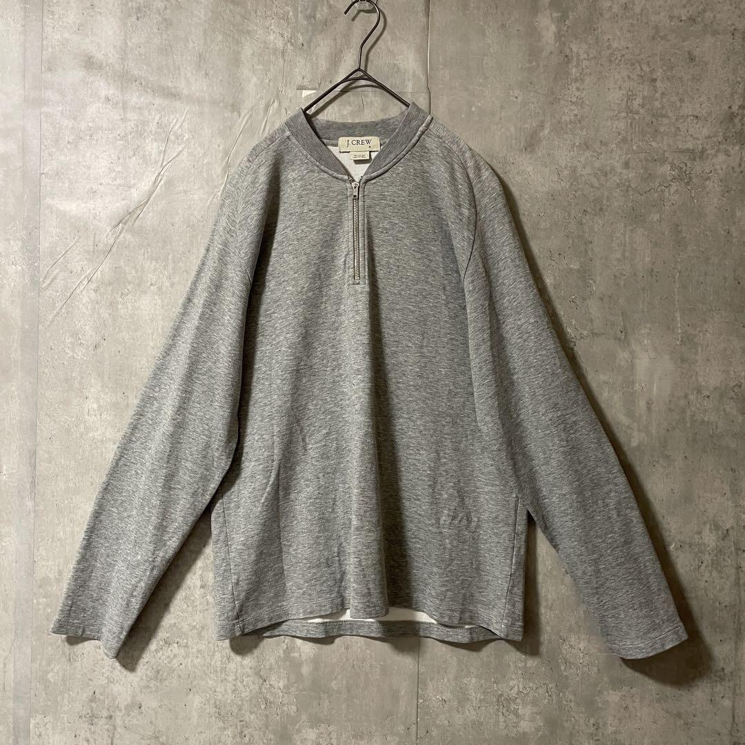 J.CREWジェークルースウェットトレーナーハーフジッププルオーバー灰色グレー