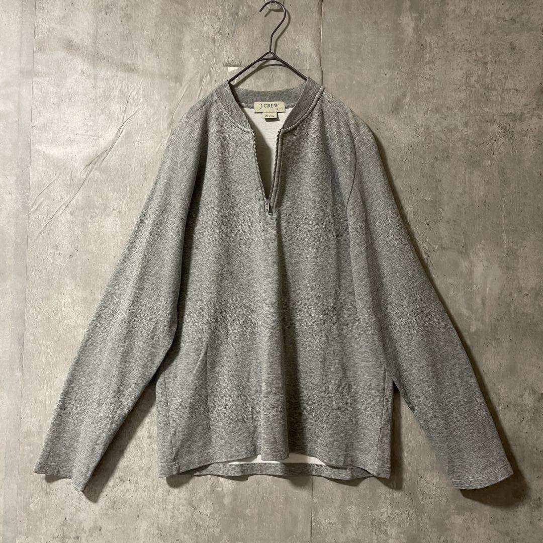 J.CREWジェークルースウェットトレーナーハーフジッププルオーバー灰色グレー