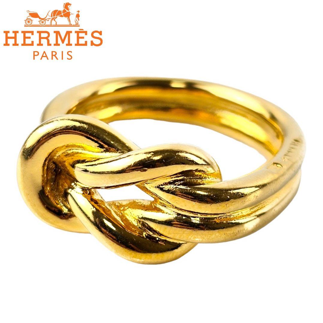 美品 エルメス HERMES スカーフリング アタメ イエローゴールド
