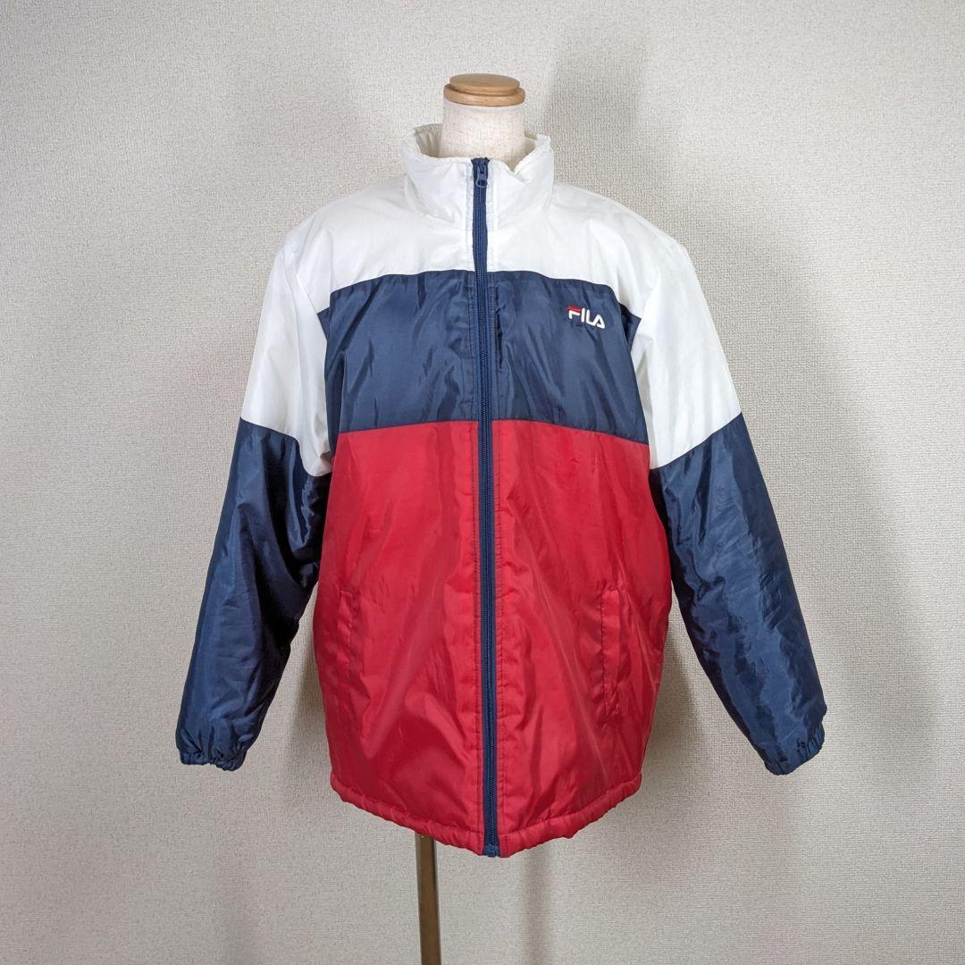 【FILA】ブルゾン　中綿　ゴルフウェア　LL　白　トリコロールカラー　y2k