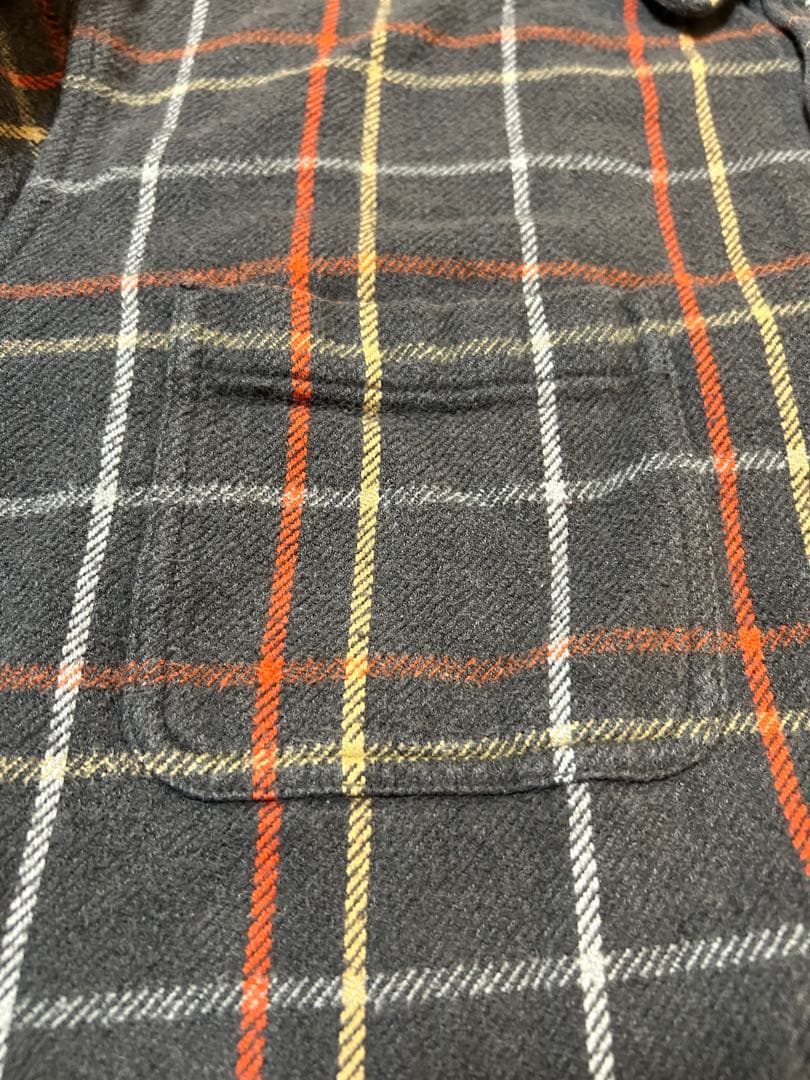 90's 90年代セントジョンズベイ　ネルシャツ　ヘビネル　グレーオレンジ XL