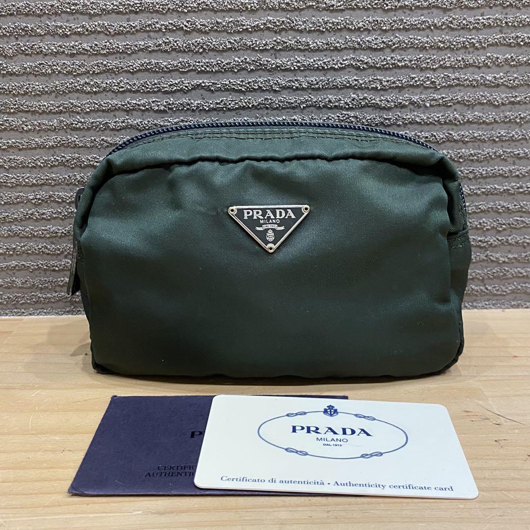 PRADA プラダ 化粧ポーチ ナイロン グリーン系 MV340