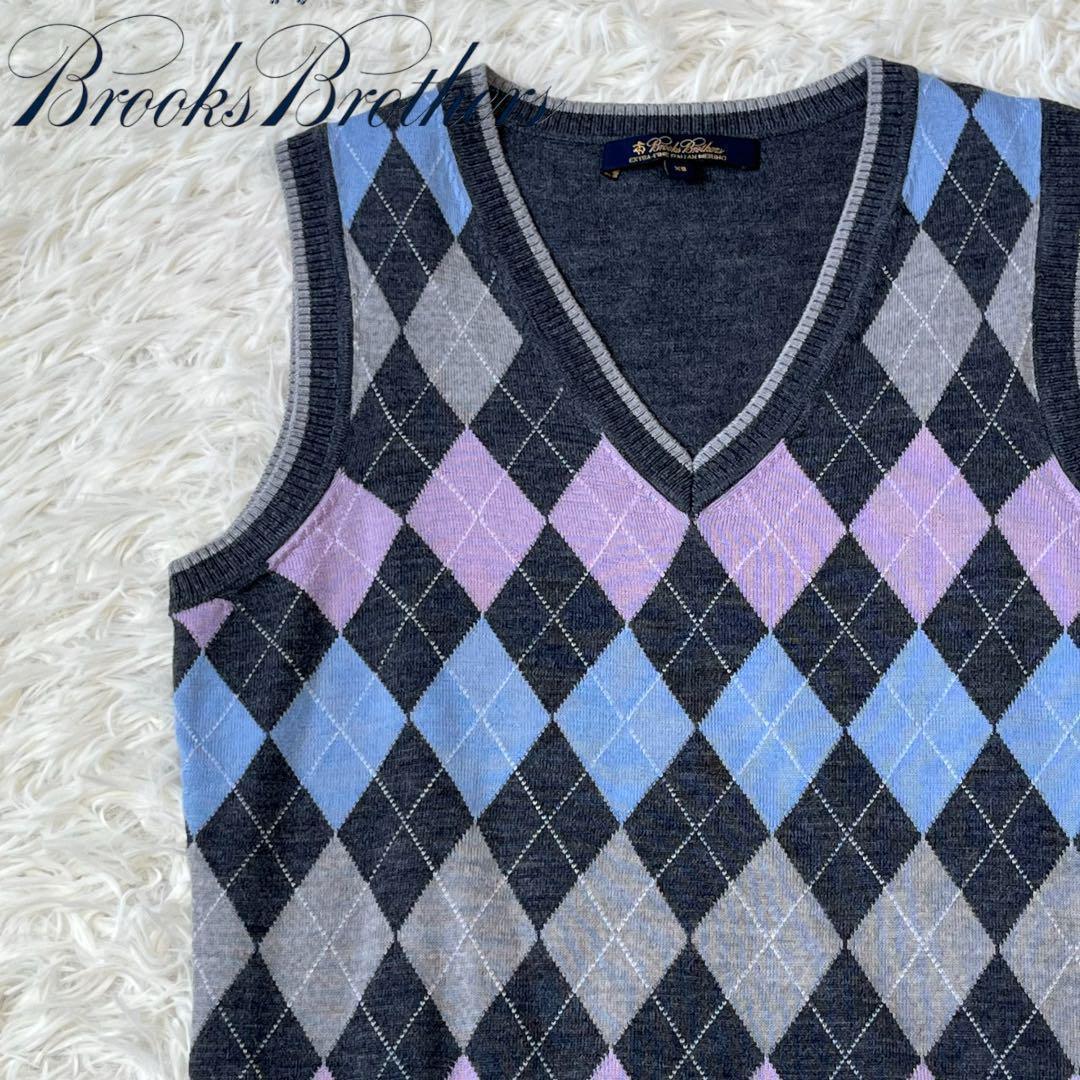 BROOKS ブルックスブラザーズ メリノウール チェック ベスト ニット