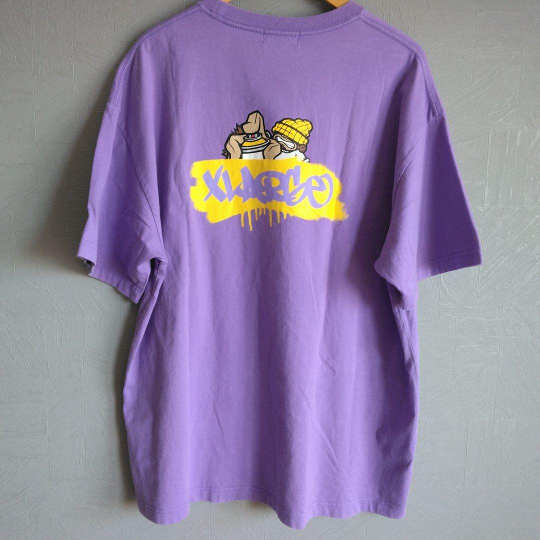 XLARGE パープル Tシャツ ゴリラ スプレー 古着男女 ストリート