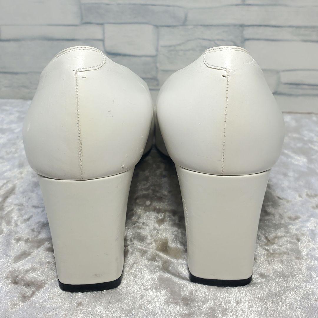 【美品】✨イヴサンローラン 22.5cm パンプス 白 レザー パール 35.5