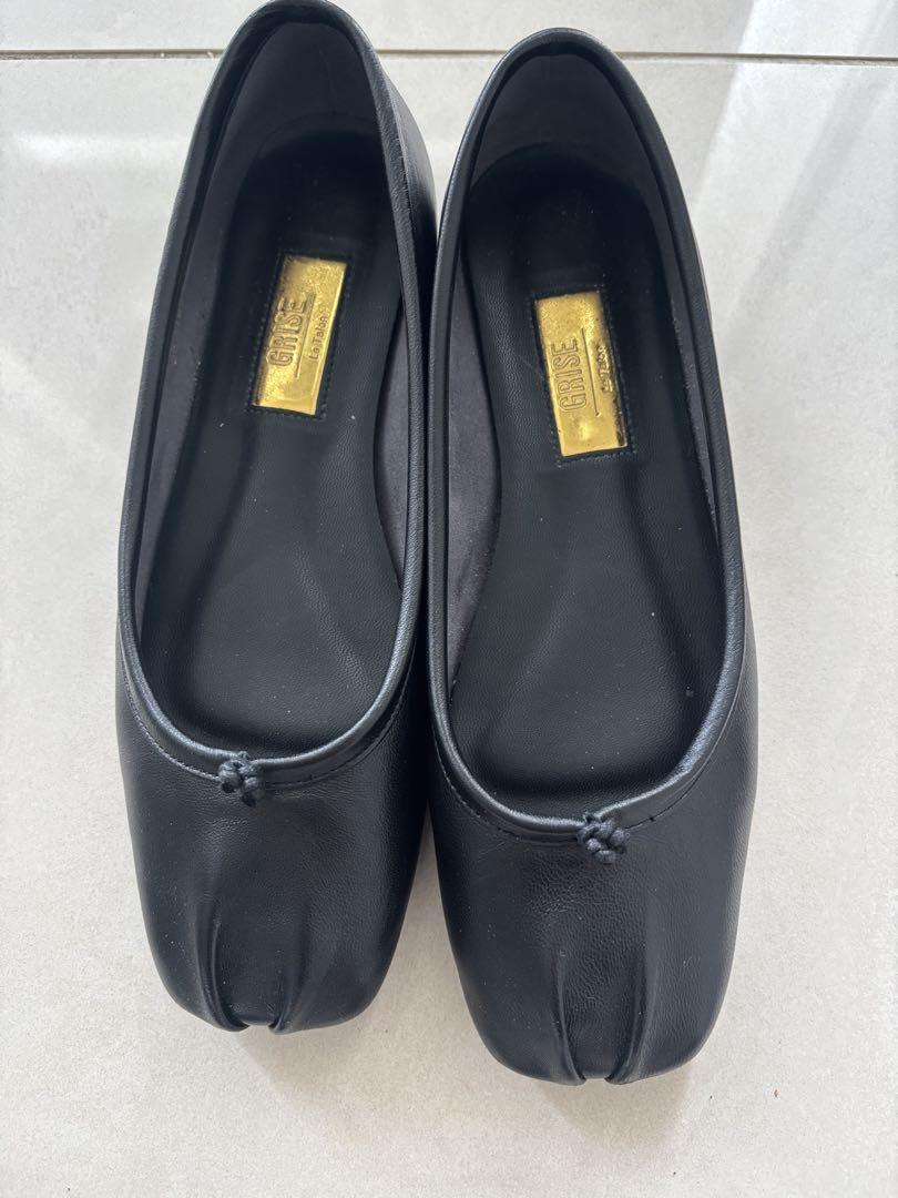 LE TALON GRISE レザースクエアプリーツフラット　ルタロン　23㎝