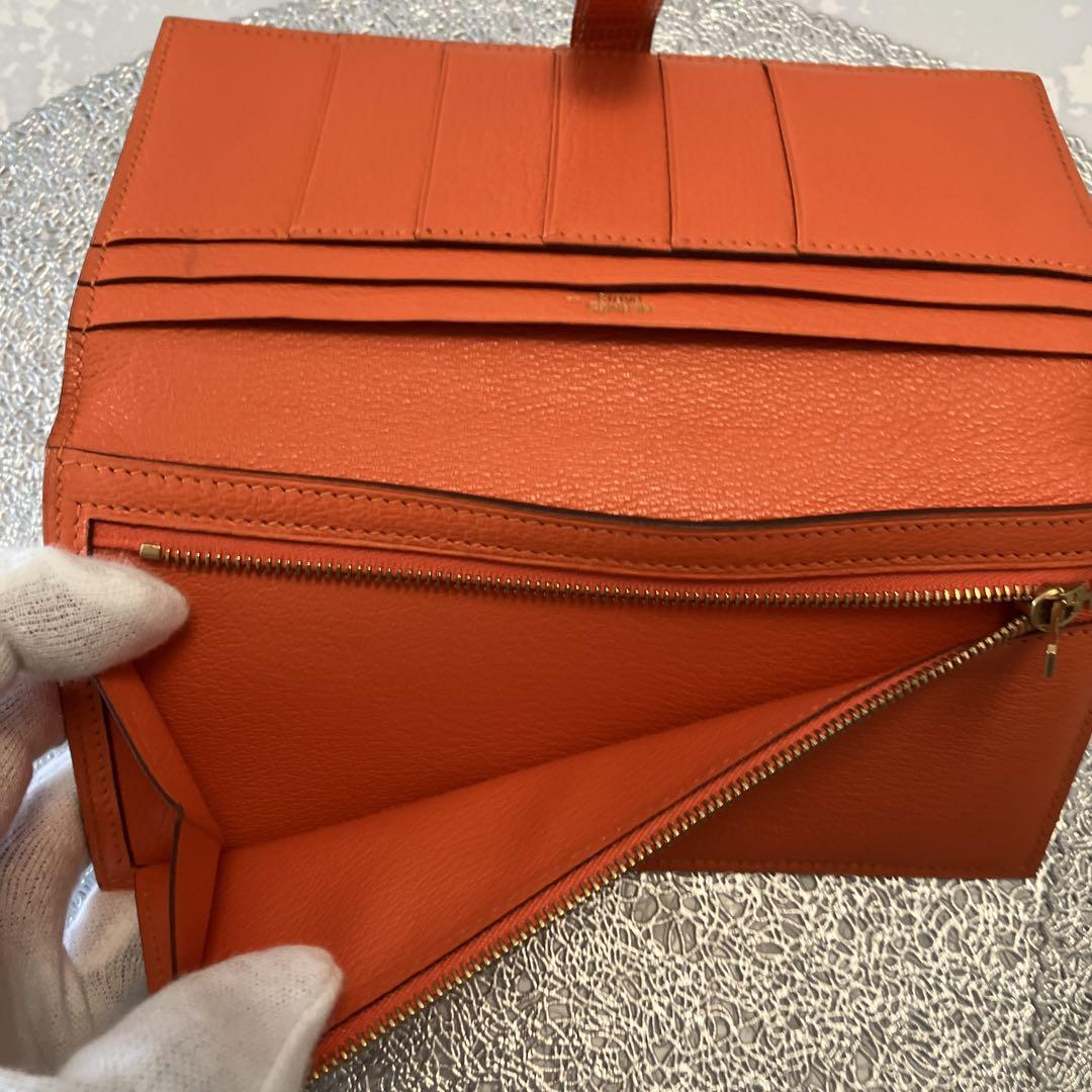 【視線を奪う鮮烈カラー】HERMES 長財布 New H オレンジ HERMES エルメス ケリーウォレット ロングディプライアント 長