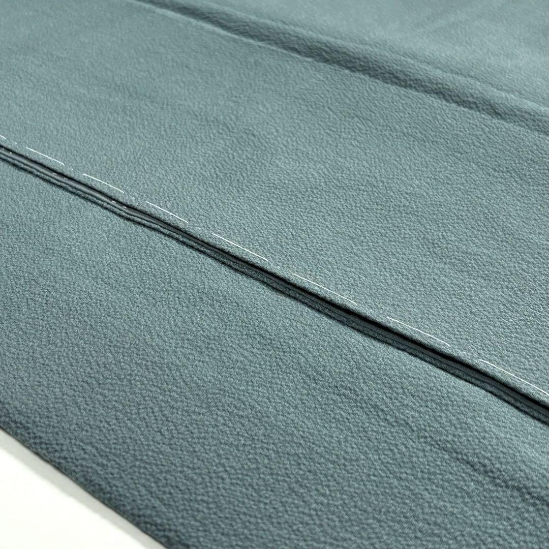逸品◇しつけ付未使用◯正絹◇極上色無地157.5cm一つ紋(丸に蔦)御召茶