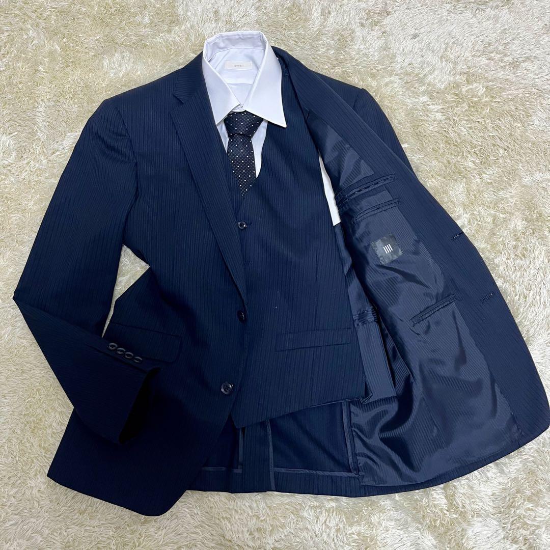 【極美品】スーツセレクト セットアップ スーツ スリーピース ブラック 黒 XL