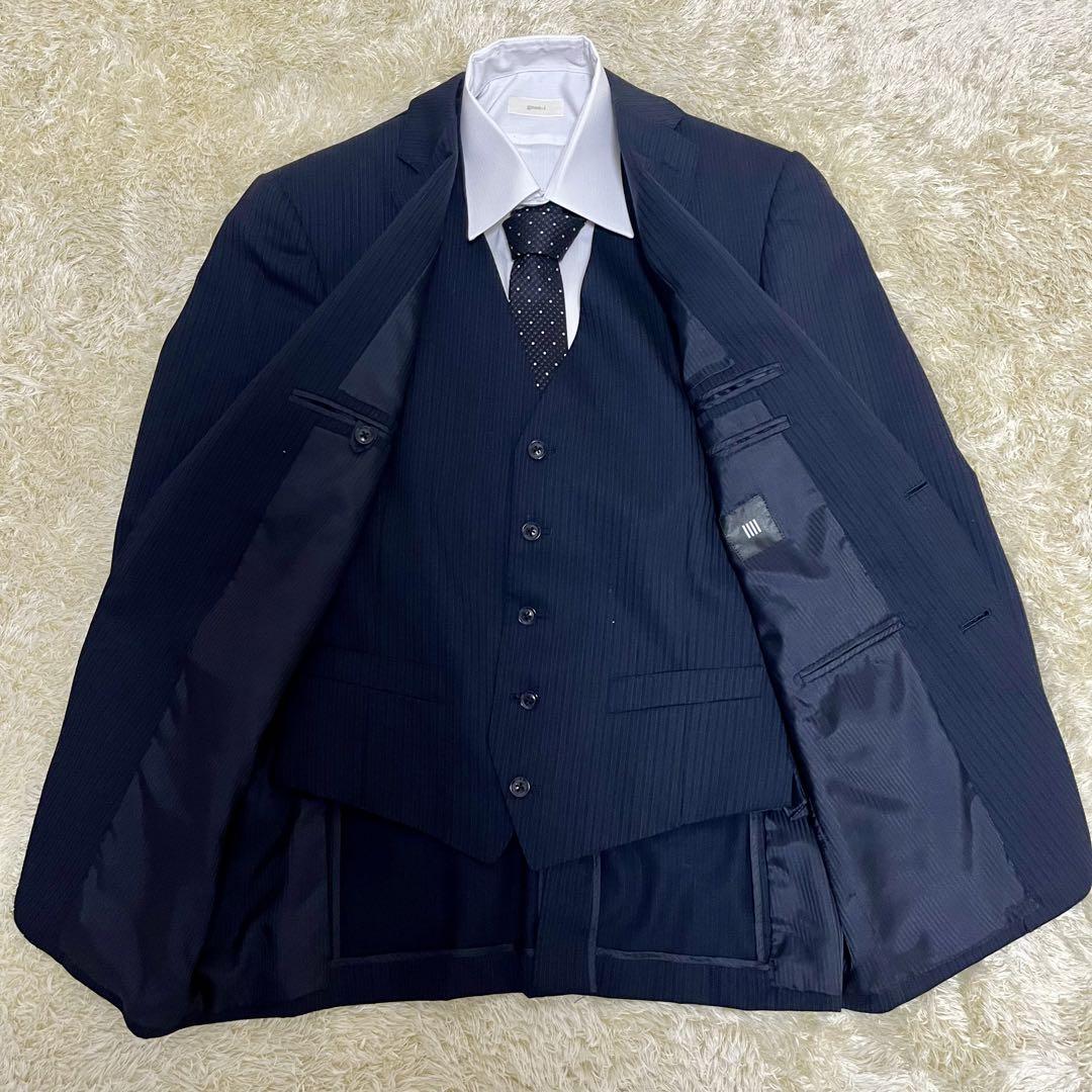 【極美品】スーツセレクト セットアップ スーツ スリーピース ブラック 黒 XL