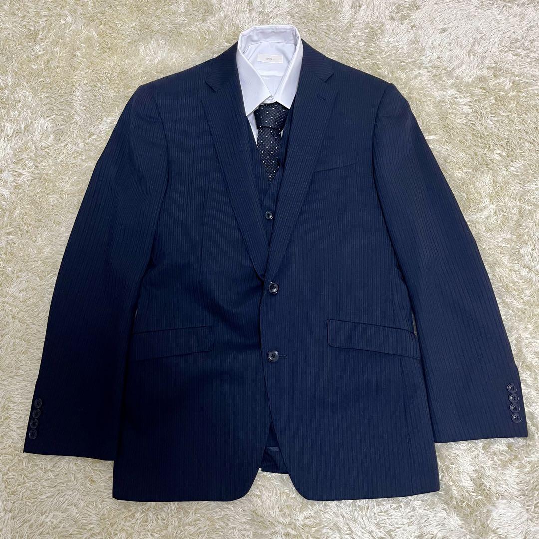 【極美品】スーツセレクト セットアップ スーツ スリーピース ブラック 黒 XL
