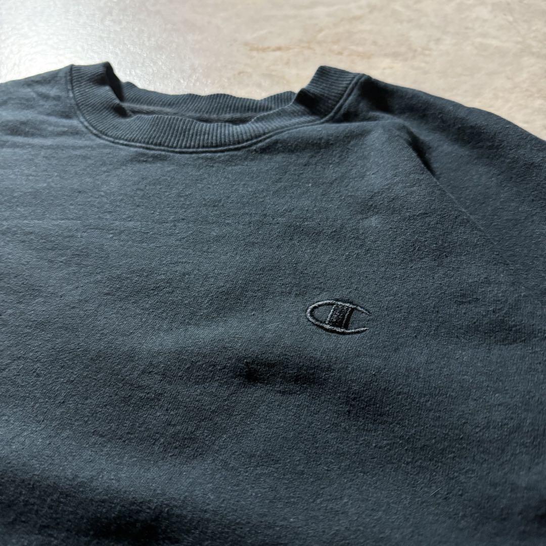championソリッドスウェット古着ブラック短丈CBOYノームコアunisex