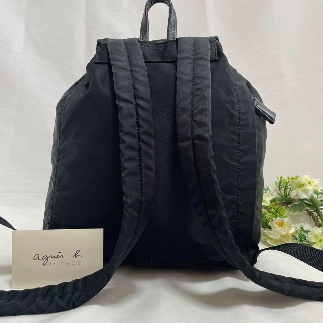 【希少】極美品/アニエスベーボヤージュ リュック ナイロン レザー 大容量 黒 美品】アニエスベー ボヤージュ リュック ナイロン×レザー