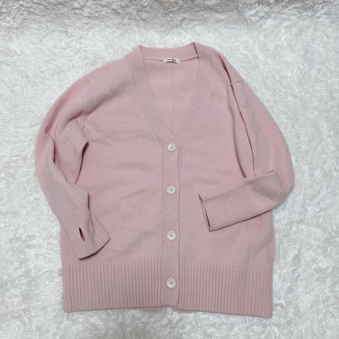 NOLLEY S MUSIC カシミヤブレンドVネックカーディガン ピンクM NOLLEY S