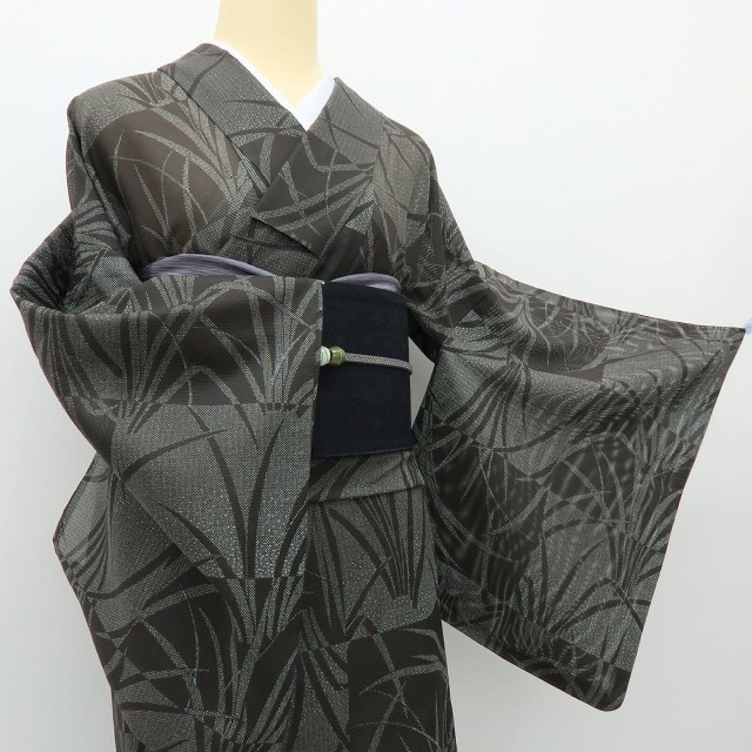 美品 洗える夏着物 トールサイズ 市松 絽 小紋 着物 A2636